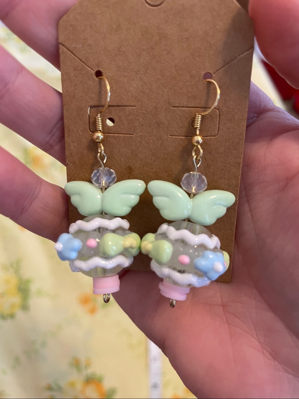 Handmade Ice Cream Bead Dangle Earrings - Picture 3 of 3